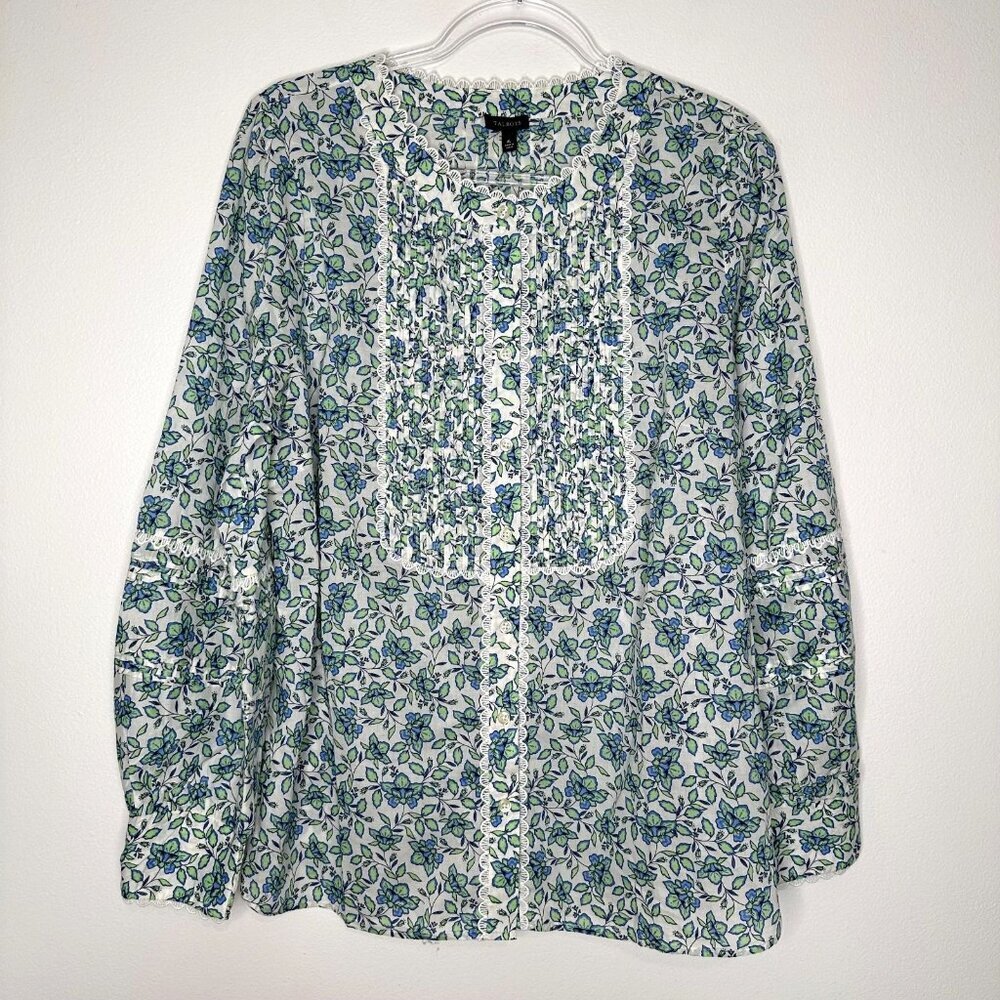 Talbots Lace‎ Trim Top Floral Sz XL Petite Button Up
